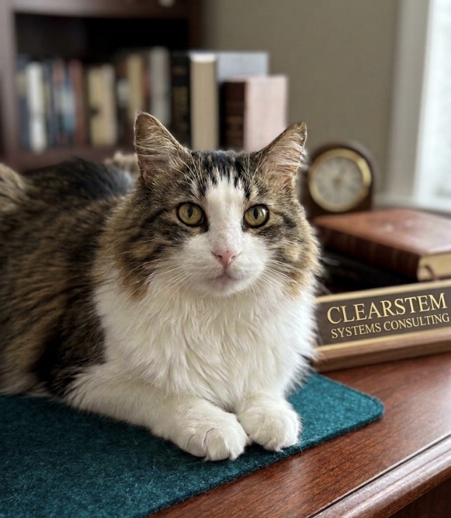 Ferris Mewler, Chief of Operations, presiding over the ClearStem Systems Consulting nameplate